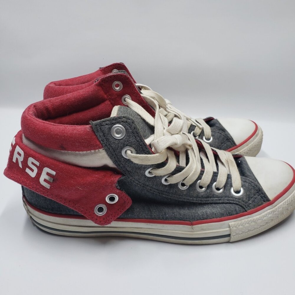 Converse All Star Custom Sneakers Fold Down Flaps Women's US Size 9 Gray Red